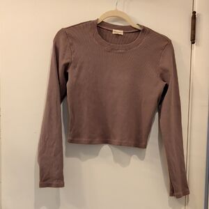 DONNI. Long Sleeve Ribbed Crop Top